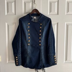 Venus Navy Denim Military Jacket